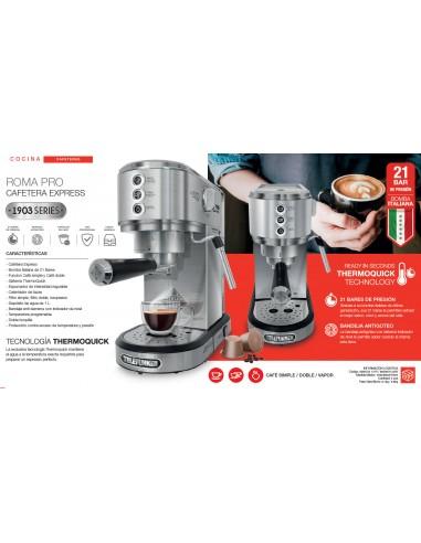 Cafetera Express Telefunken Roma Pro | Apta Café Molido y Cápsulas