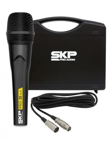 Micrófono Dinámico de Mano SKP PRO-35 XLR Cardiode Cable 5m Balanceado XLR y Estuche Maletín