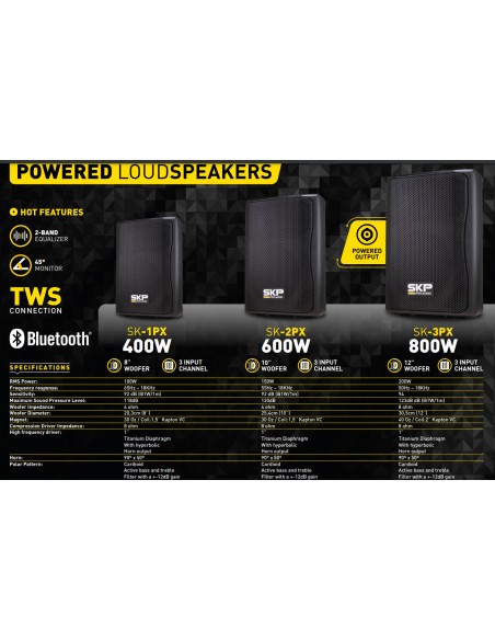 Bafle SKP SK-3PX Bluetooth TWS 200W RMS | 101dB