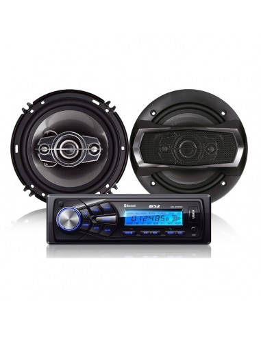 Kit Stereo y Juego Parlantes 6,5" B52 ELK-6321BT Bluetooth MP3 USB 4 Vías 500W