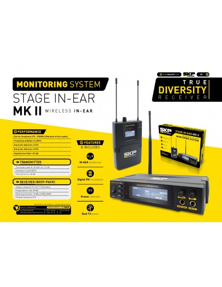 Sistema Inalámbrico In-Ear SKP Stage MK2 99 Canales | 101dB