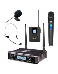 Set Micrófonos Inalámbricos SKP UHF-700 Pro 300 Canales | 101dB