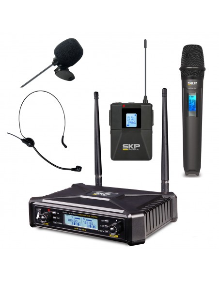 Set Micrófonos Inalámbricos SKP UHF-700 Pro 300 Canales | 101dB