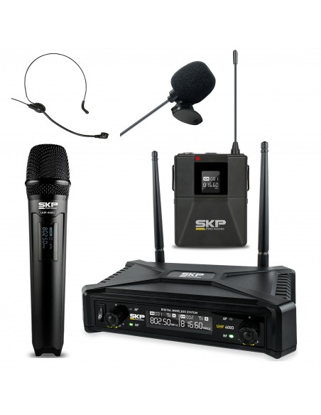 Set Micrófono Inalámbrico SKP UHF-400D de Mano
