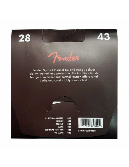 Cuerdas Fender 100 Clear/Silver Guitarra Clásica | 101dB