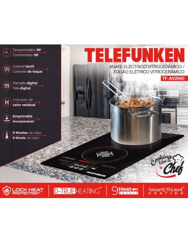 Anafe Vitrocerámico Telefunken AV2040 2 Hornallas | Empotrable