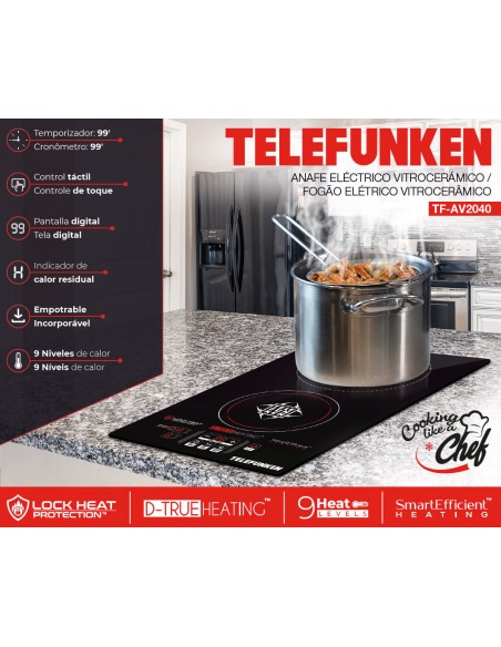 Anafe Vitrocerámico Telefunken AV2040 2 Hornallas | Empotrable