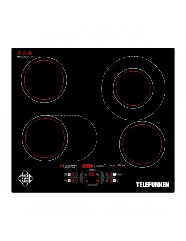 Anafe Eléctrico Empotrable Telefunken | 4 Hornallas | Vitrocerámico