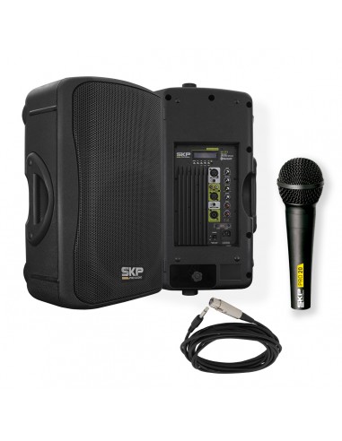 Combo Bafle Potenciado SKP SK-3PX Bluetooth TWS Woofer 12" + Micrófono SKP Pro 20 con Cable 5mts