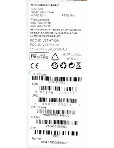 AKG WMS40 Mini Dual Vocal/Instrumental Set Inalámbrico | 101db