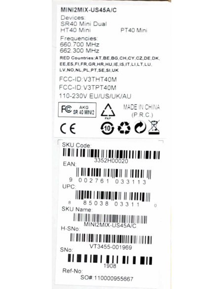 AKG WMS40 Mini Dual Vocal/Instrumental Set Inalámbrico | 101db