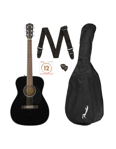 Guitarra Acústica FENDER CC-60S Concert Pack V2 Black con Funda, Correa, Púas y Cuerdas de Repuesto