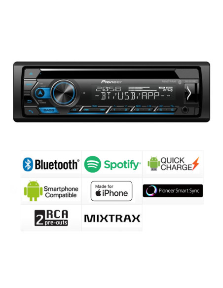 Reproductor Stereo Pioneer DEH-S4250BT Bluetooth Audio Car USB MP3