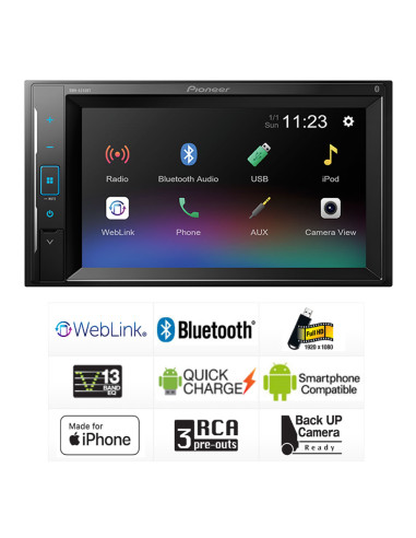 Reproductor AV Multimedia Pioneer DMH-A245BT Bluetooth Audio Car Pantalla Táctil 6,2" USB MP3