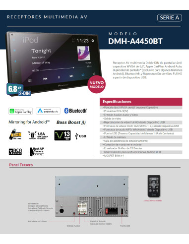 Stereo Pioneer DMH-A4450BT Bluetooth Audio Car | 101dB