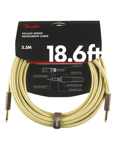 Cable Instrumento FENDER DELUXE 18,6ft Tweed Gold Conectores Enchapados Oro 24K 5.5mts