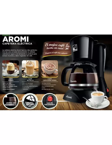 Cafetera Eléctrica Aromi 1.2L | Filtro Permanente y Antigoteo