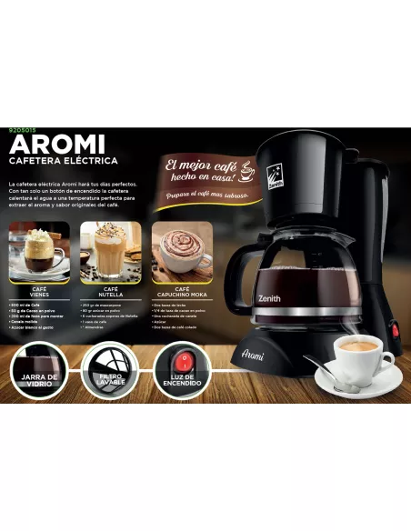 Cafetera Eléctrica Aromi 1.2L | Filtro Permanente y Antigoteo