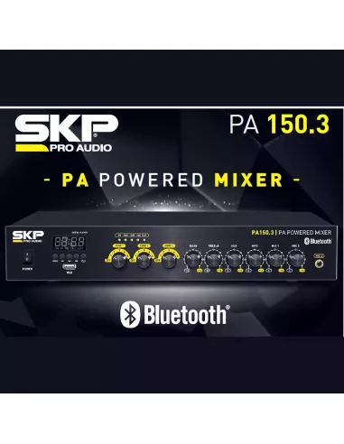 Amplificador Mixer SKP PA 150.3 BT 150W RMS 3 Zonas | Instalación Comercial |101dB