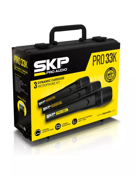 Set x3 Micrófonos Dinámicos SKP PRO-33K Mano | 101dB