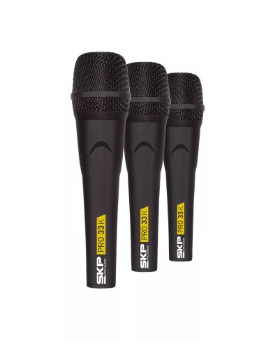Set x3 Micrófonos Dinámicos SKP PRO-33K Mano | 101dB