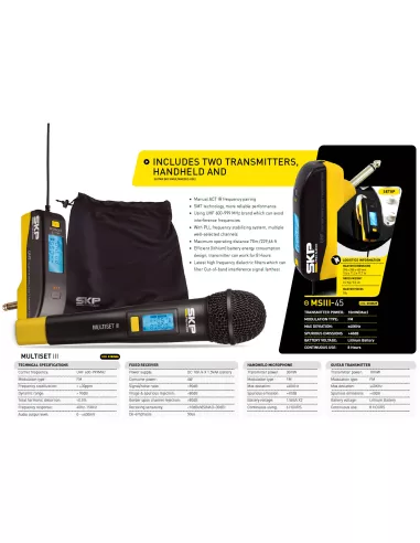 Sistema Inalámbrico SKP MultiSet-III Guitarra y Voz | 101dB