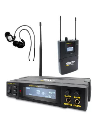 Sistema de Monitoreo Inalámbrico Retorno SKP STAGE IN-EAR MK2 Digital 99 Canales con Auriculares