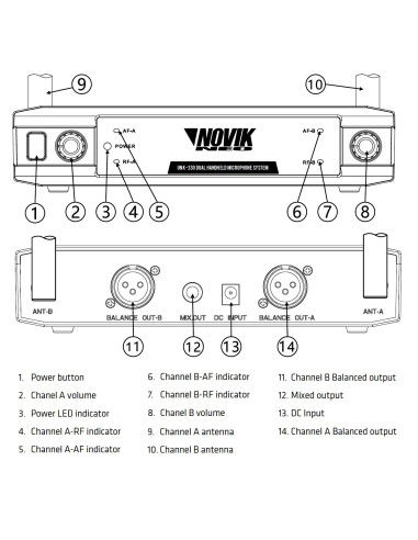 Set Micrófonos Inalámbricos Novik UNK-330 UHF | 101dB