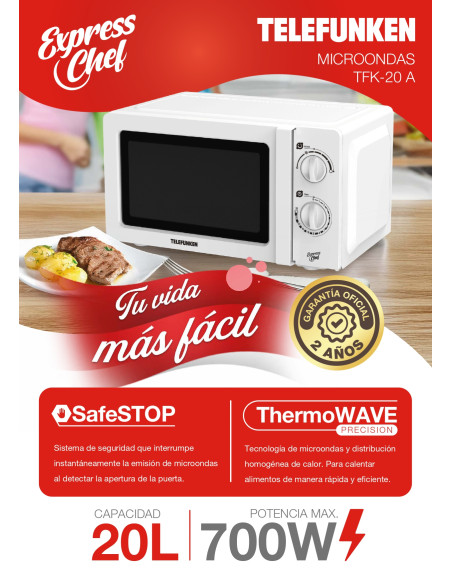Microondas Telefunken TFK-20A 20L | 101dB