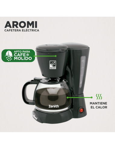 Cafetera Eléctrica Aromi 1.2L | Filtro Permanente y Antigoteo
