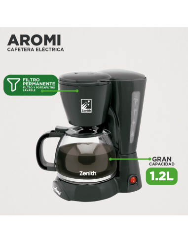 Cafetera Eléctrica Aromi 1.2L | Filtro Permanente y Antigoteo