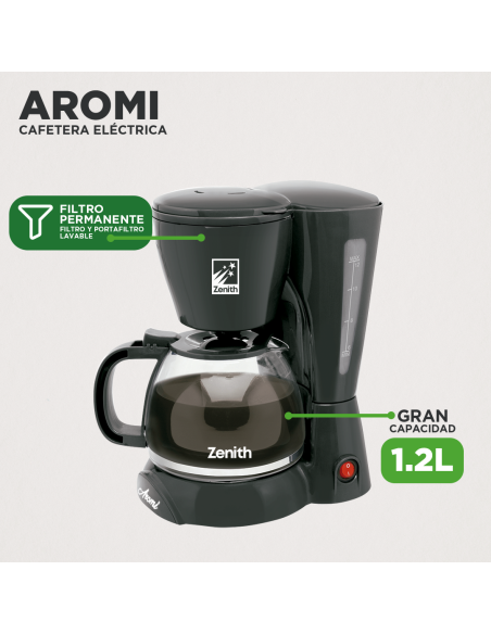 Cafetera Eléctrica Aromi 1.2L | Filtro Permanente y Antigoteo
