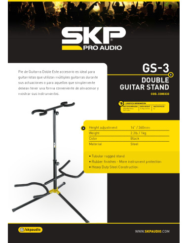 Pie de Guitarra Tubular Doble SKP GS-3 | 101dB