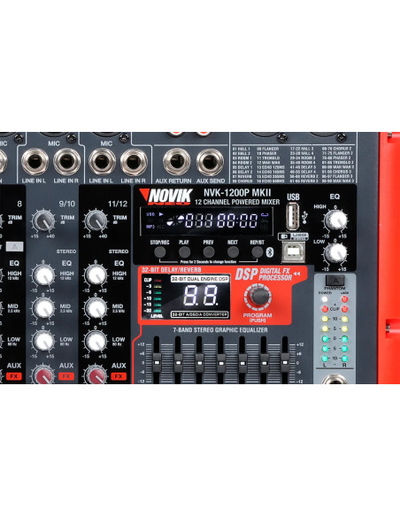 Consola Potenciada Novik NVK 1200W BT USB 12Ch | 101dB