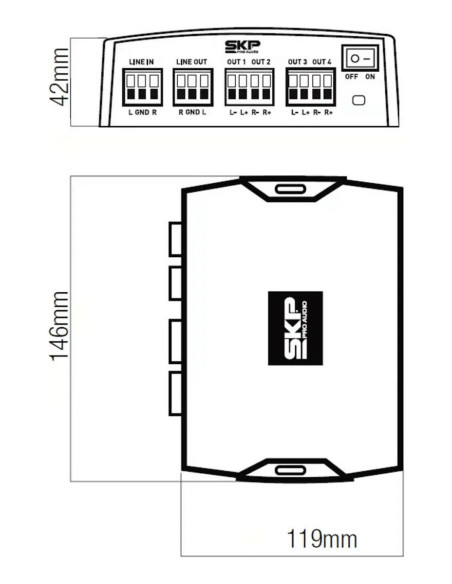 Amplificador de Pared SKP PW-104BT 4 Canales Bluetooth | 101dB