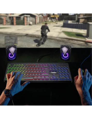 Kit Gamer Targa Jupiter 150 RGB Teclado Mouse y Parlantes Gamer