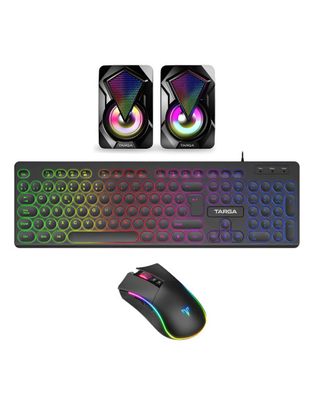 Kit Gamer Targa Jupiter 150 RGB Teclado Mouse y Parlantes Gamer