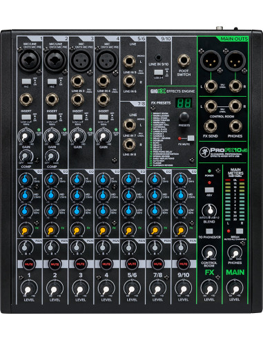 Mackie ProFX10v3 | Consola pasiva 10 Canales USB y Efectos | 101dB