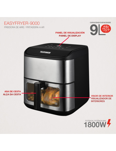 Freidora de Aire Telefunken 9L EasyFryer-9000 | Más Capacidad, Sin Aceite al mejor precio