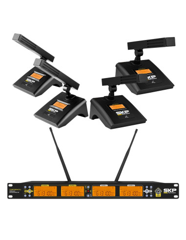 SKP Conference 4 – Sistema Inalámbrico UHF 4 Micrófonos Profesional | 101dB