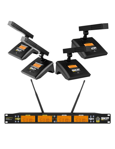 SKP Conference 4 – Sistema Inalámbrico UHF 4 Micrófonos Profesional | 101dB