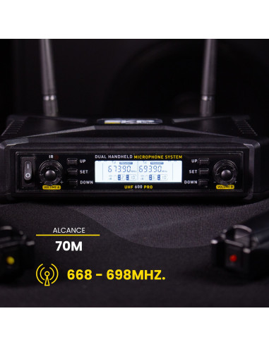 Set x2 Micrófonos Inalámbricos SKP UHF-600 Pro | 101dB