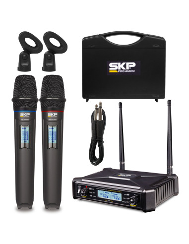 Set x2 Micrófonos Inalámbricos SKP UHF-600 Pro | 101dB