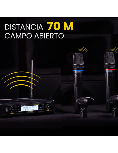 Set x2 Micrófonos Inalámbricos SKP UHF-600 Pro | 101dB