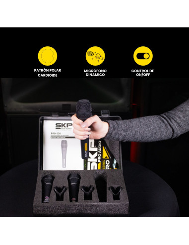 Set x3 Micrófonos Dinámicos SKP PRO-33K Mano | 101dB