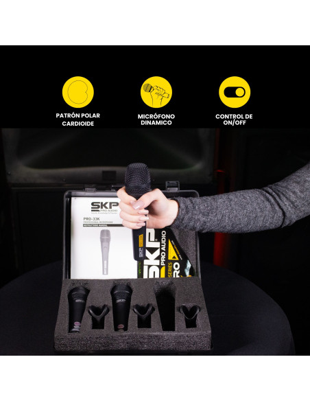 Set x3 Micrófonos Dinámicos SKP PRO-33K Mano | 101dB