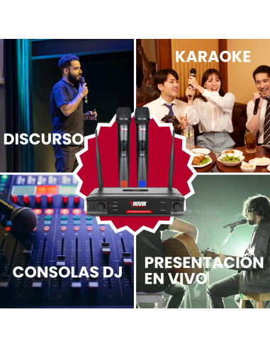 Set Micrófonos Inalámbricos Novik UNK-330 UHF | 101dB