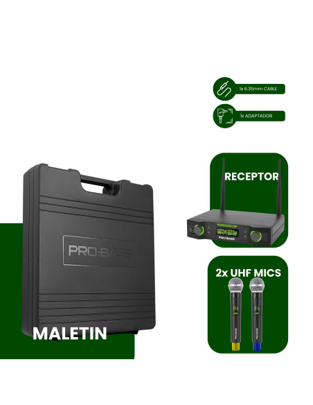 Micrófonos Inalámbricos Probass UF-224 UHF 24 Canales | 101dB