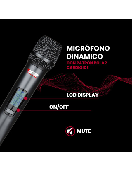 Set x2 Micrófonos Inalámbricos Novik UNK-660 UHF | 101dB
