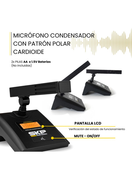 SKP Conference 4 – Sistema Inalámbrico UHF 4 Micrófonos Profesional | 101dB